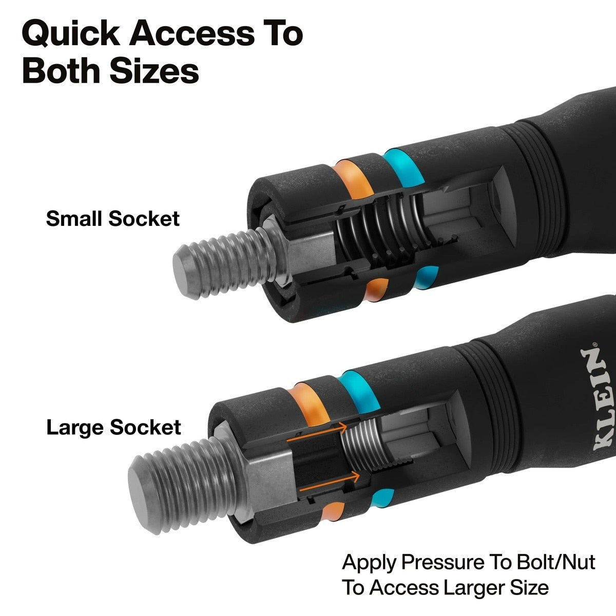 Klein Tools 651MQS Quad-4 Metric Impact Flip Socket Set with 3.5" Extension 7mm 8mm 10mm 12mm (2 Piece) - 3