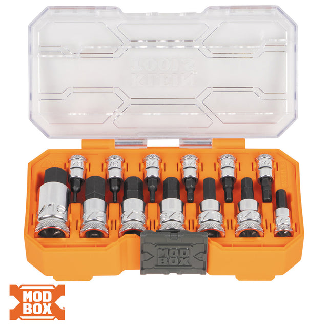 Klein 65213HEX Knurled Hex Bit Socket Set, SAE, 13-Piece