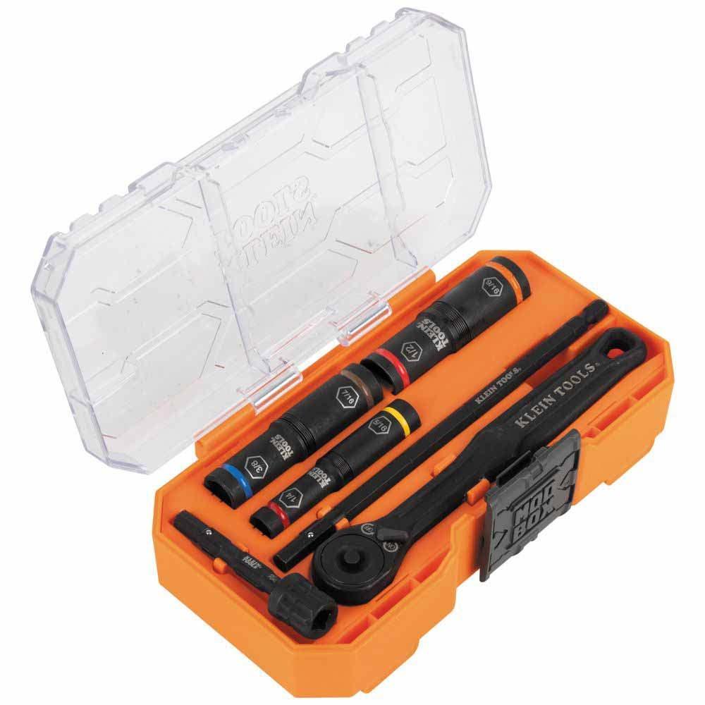 Klein Tools 65238 KNECT Essential Deep-Well Heavy-Duty Flip Socket Set, SAE 3-Piece - 3