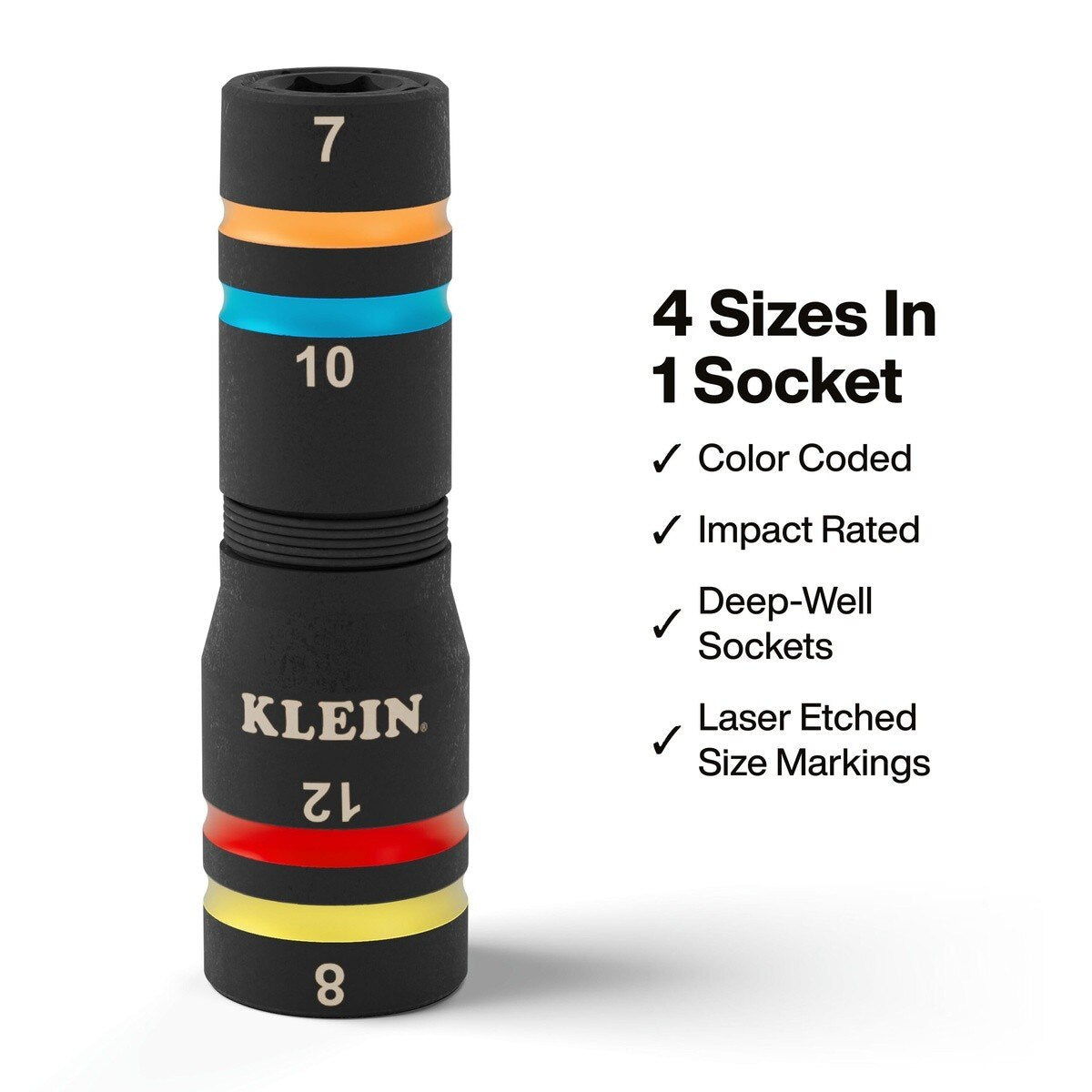 Klein Tools 652MQS Quad-8 Metric 1/4" Impact Flip Socket Set with 6.5" Extension Shaft (3 Piece) - 2