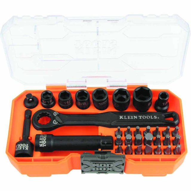 Klein Tools 65300 KNECT 1/4" Drive Impact-Rated Pass Through Socket Set, 32-Piece