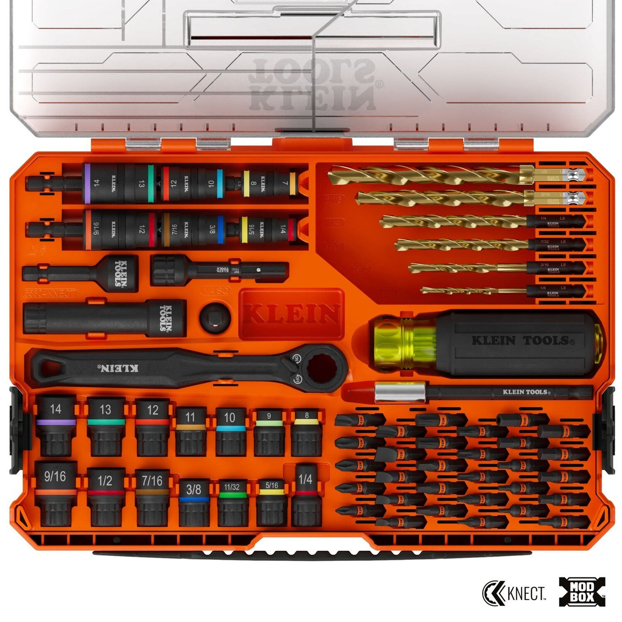 Klein 65304KNECT Impact Rated Drill and Driver Combo Set SAE and Metric (65 Piece)