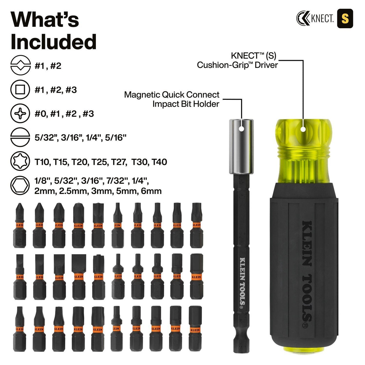 Klein 65304KNECT Impact Rated Drill and Driver Combo Set SAE and Metric (65 Piece) - 3