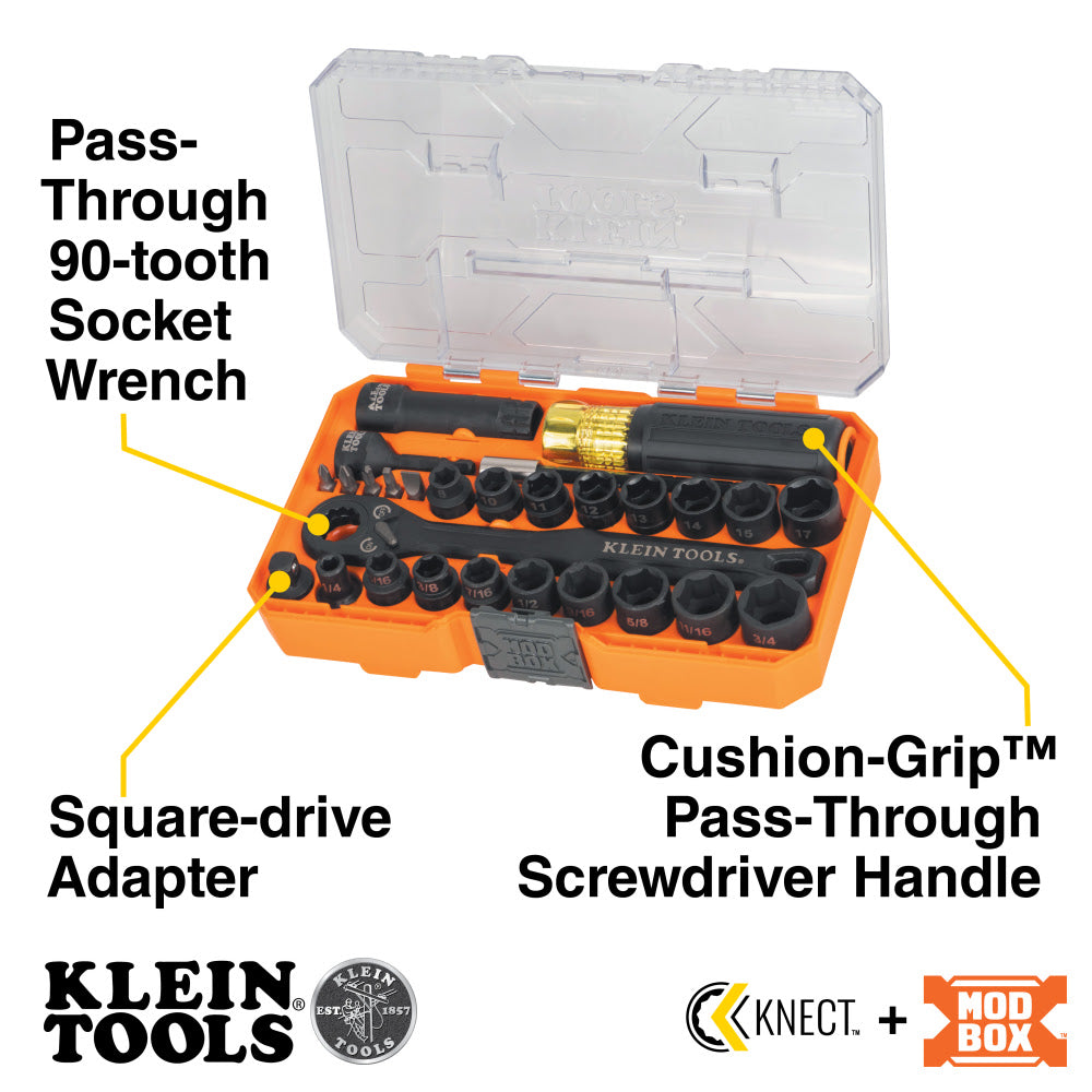 Klein 65400KNECT KNECT Essential Pass Through Impact Socket Set, SAE, Metric, 28-Piece - 2