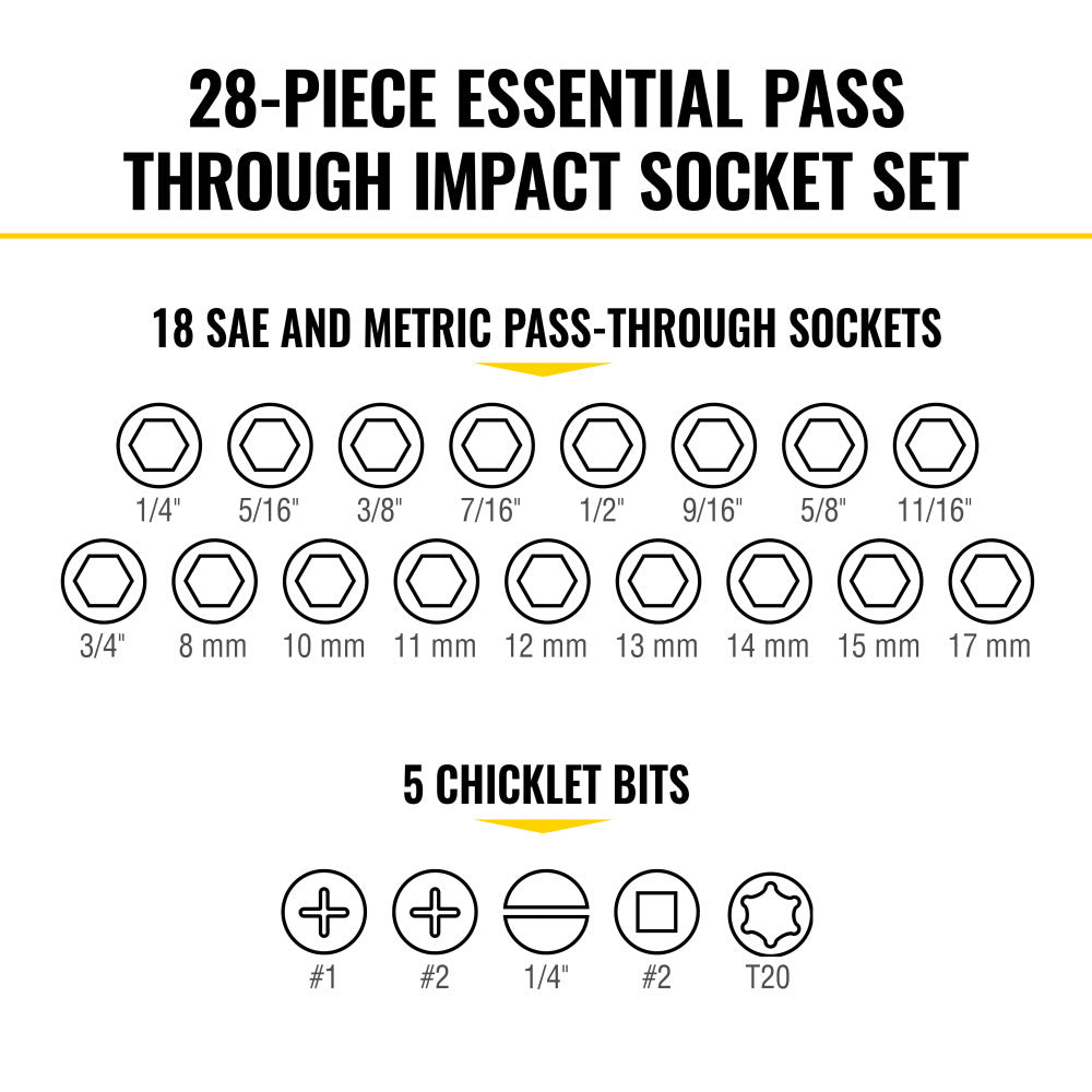 Klein 65400KNECT KNECT Essential Pass Through Impact Socket Set, SAE, Metric, 28-Piece - 3