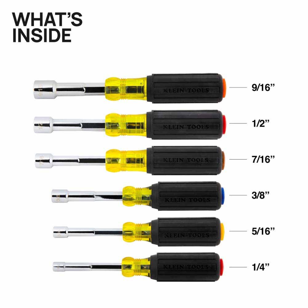 Klein 65456 Color-Coded Hollow-Shaft Heavy-Duty Nut Driver Set, 6-Piece - 3
