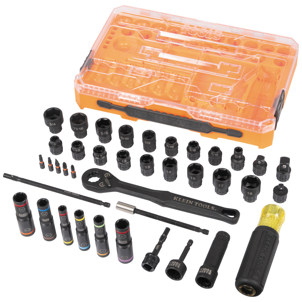 Klein 65500KNECT KNECT Complete Impact Pass Through and Flip Socket Set, 39-Piece - 7