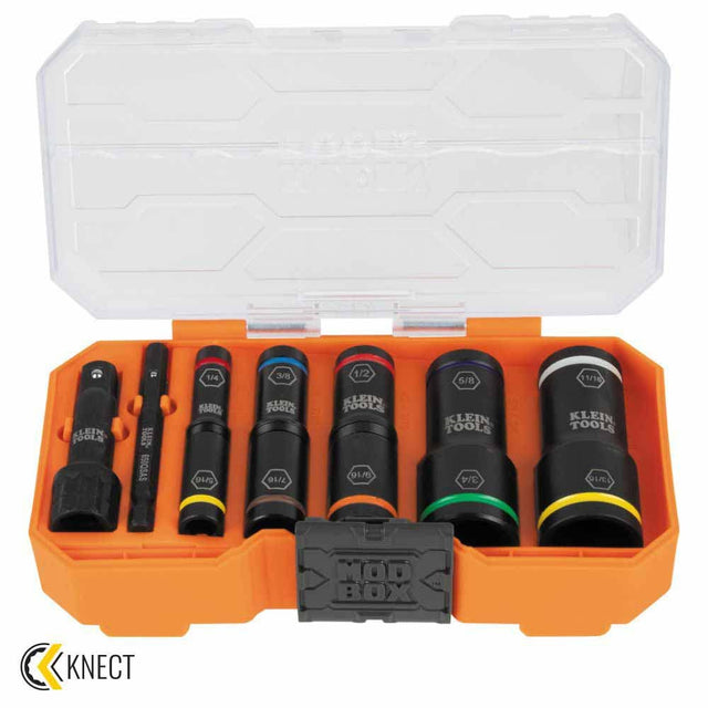 Klein Tools 65618 KNECT Heavy Duty Flip Impact Socket Set, SAE, 8-Piece