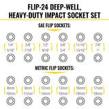 Klein 65626 KNECT Flip-24 Deep-Well, Heavy-Duty Impact Socket Set, SAE and Metric - 3