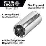 Klein Tools 65714 5/8" Deep 6-Point Socket, 3/8" Drive - 5