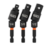 Klein Tools 65813SW Swivel Impact Driver Socket Adapter Set, Impact-Rated 20 Degree Swivel (3 Piece)