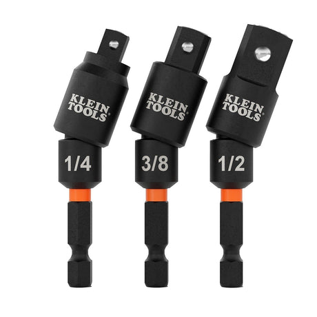 Klein Tools 65813SW Swivel Impact Driver Socket Adapter Set, Impact-Rated 20 Degree Swivel (3 Piece)