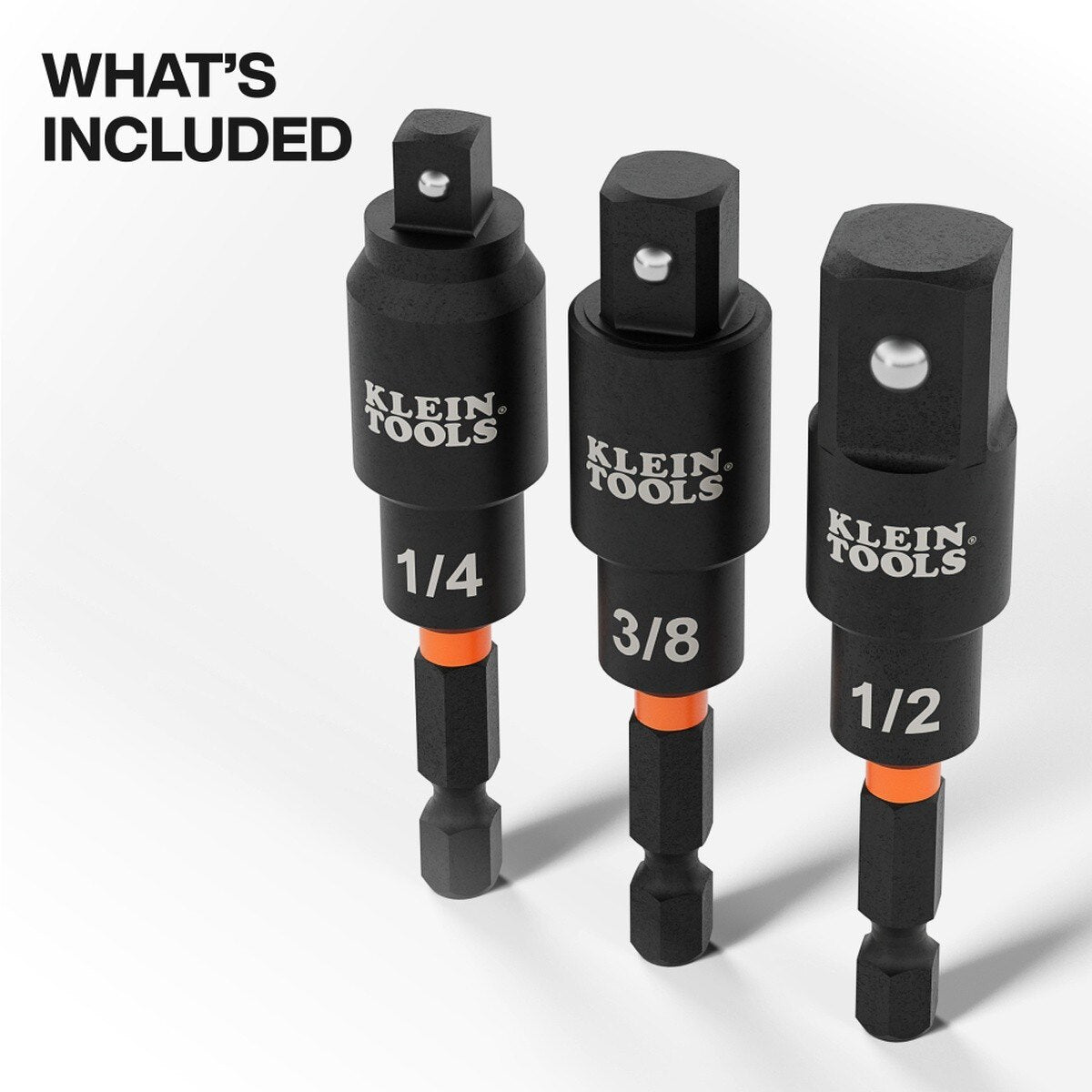 Klein Tools 65813SW Swivel Impact Driver Socket Adapter Set, Impact-Rated 20 Degree Swivel (3 Piece) - 5