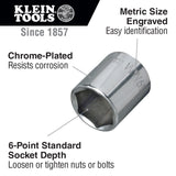 Klein Tools 65915 15 mm Metric 6-Point Socket, 3/8" Drive - 2