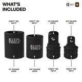 Klein Tools 65KADP KNECT (M) Impact Socket Wrench Adapter Set 3/8 in. and 1/2 in. (4 Piece) - 2