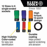 Klein 66033 Coated Socket Set, 12-Point, 6-Piece - 2