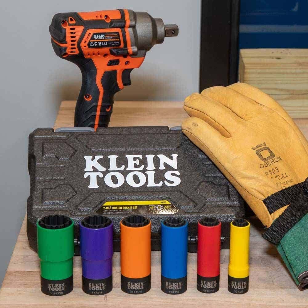 Klein 66033 Coated Socket Set, 12-Point, 6-Piece - 9
