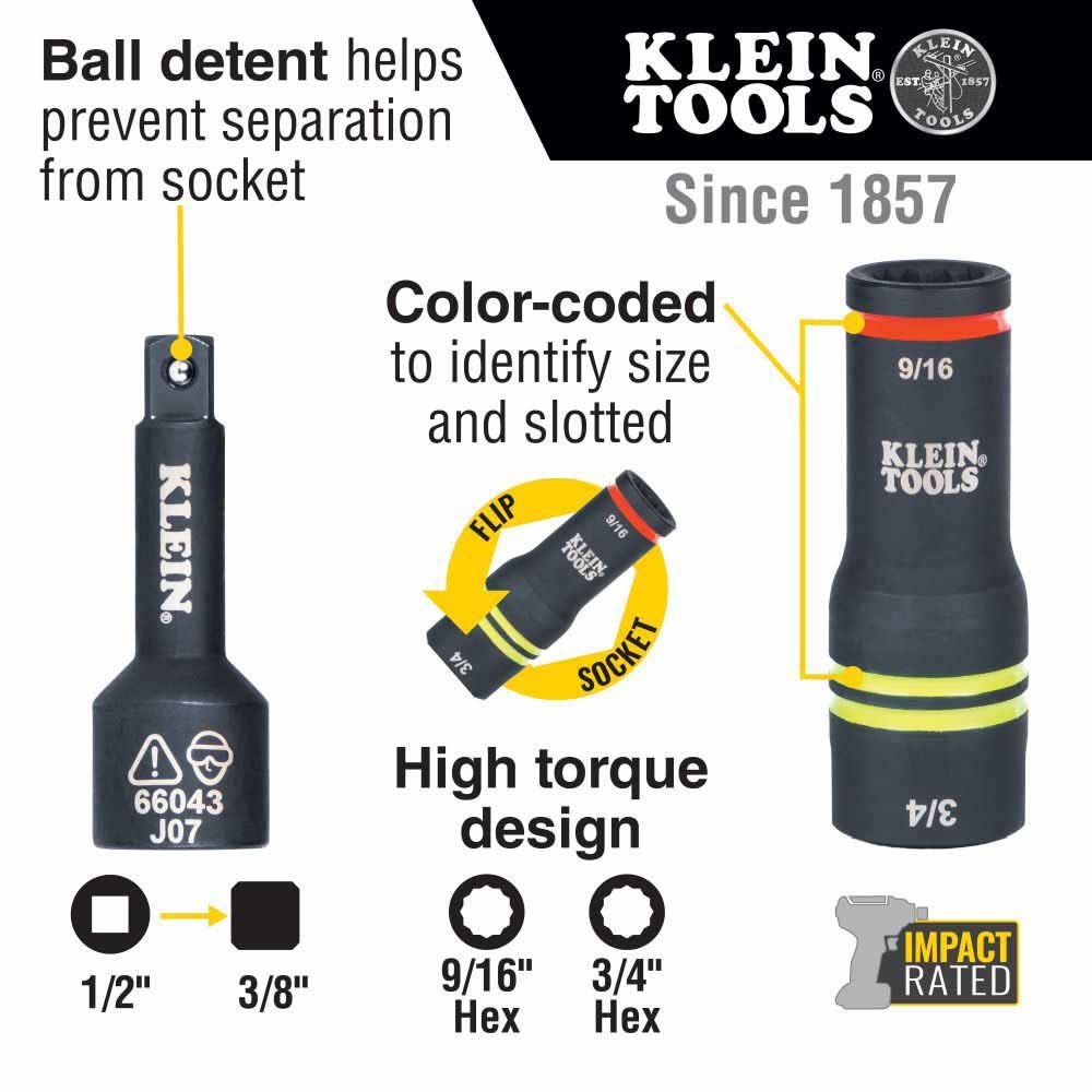 Klein Tools 660KIT3 Impact Socket Set - 3