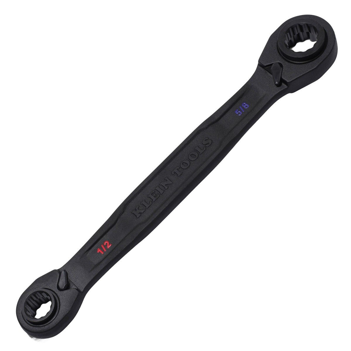 Klein Tools 68215 4-in-1 Ratcheting Box Wrench, Closed Box Ends, Black Phosphate Finish, SAE Sizes 1/2 in., 9/16 in., 5/8 in., 3/4 in.