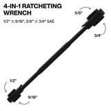 Klein Tools 68215 4-in-1 Ratcheting Box Wrench, Closed Box Ends, Black Phosphate Finish, SAE Sizes 1/2 in., 9/16 in., 5/8 in., 3/4 in. - 2