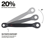 Klein Tools 68215 4-in-1 Ratcheting Box Wrench, Closed Box Ends, Black Phosphate Finish, SAE Sizes 1/2 in., 9/16 in., 5/8 in., 3/4 in. - 3