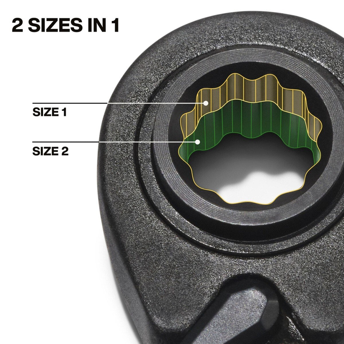 Klein Tools 68215 4-in-1 Ratcheting Box Wrench, Closed Box Ends, Black Phosphate Finish, SAE Sizes 1/2 in., 9/16 in., 5/8 in., 3/4 in. - 4