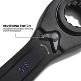 Klein Tools 68215 4-in-1 Ratcheting Box Wrench, Closed Box Ends, Black Phosphate Finish, SAE Sizes 1/2 in., 9/16 in., 5/8 in., 3/4 in. - 5