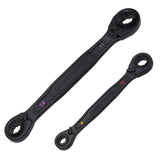 Klein Tools 68216M 4-in-1 Ratcheting Wrench Set, Metric, 12-Point Pass-Through Design, Black Phosphate (2 Piece)
