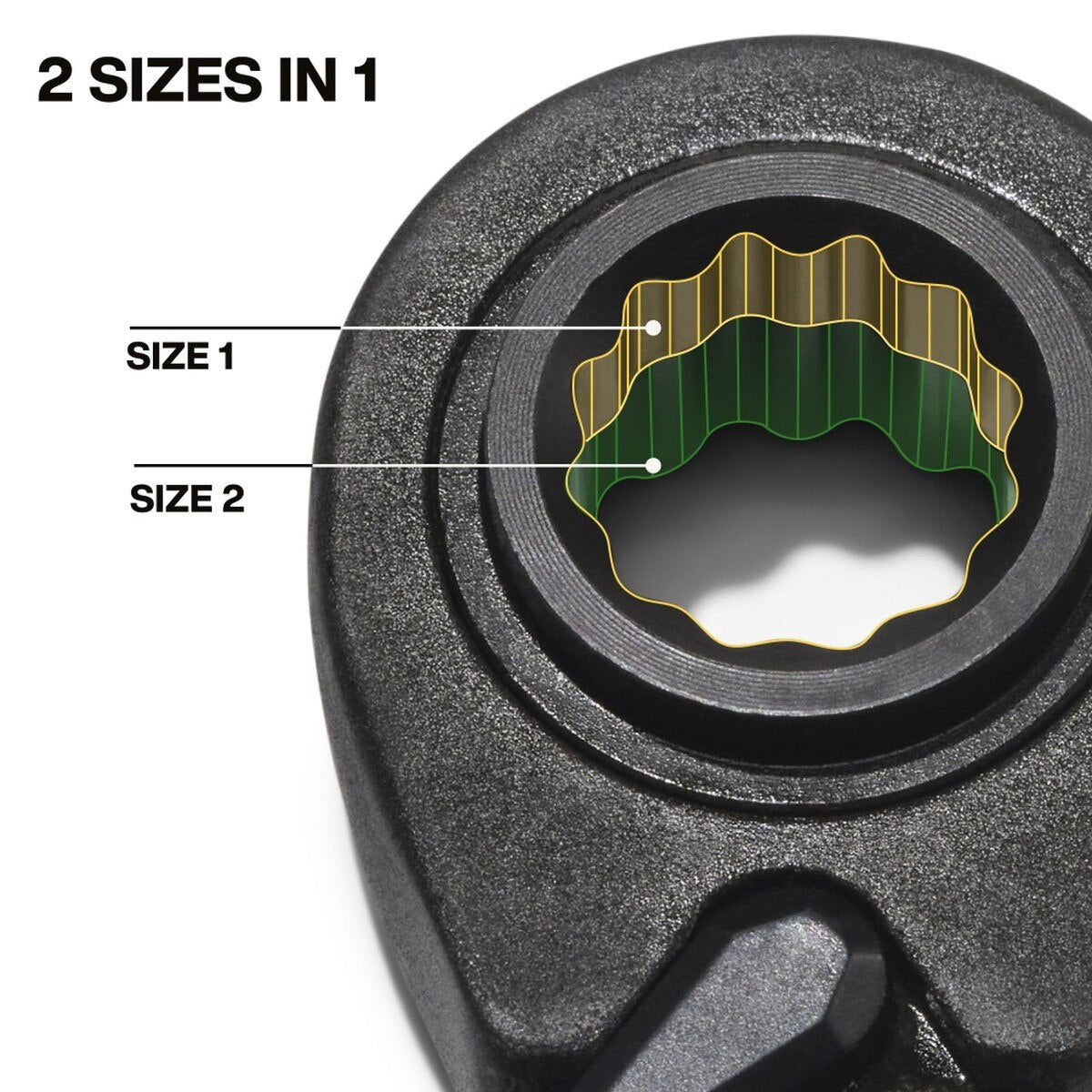 Klein Tools 68216M 4-in-1 Ratcheting Wrench Set, Metric, 12-Point Pass-Through Design, Black Phosphate (2 Piece) - 5