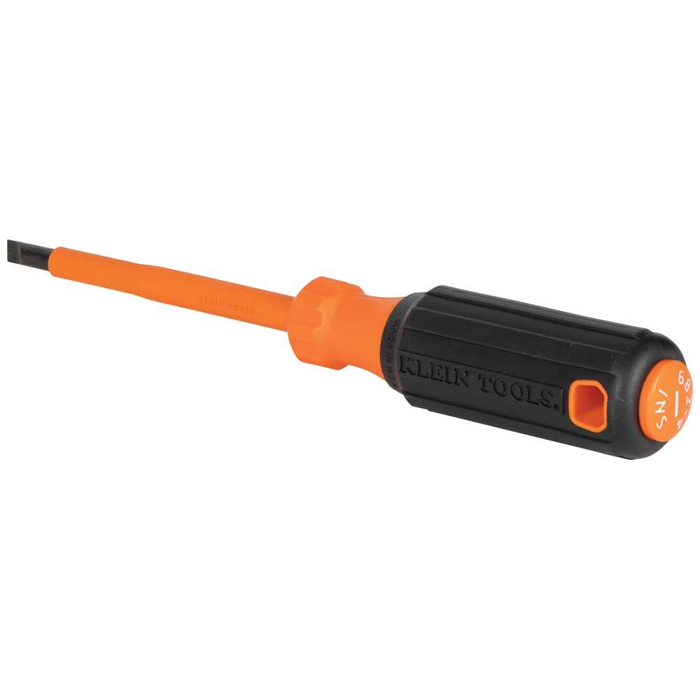 Klein 6824INS Insulated Screwdriver, 1/4" Cabinet Tip, 4" Round Shank