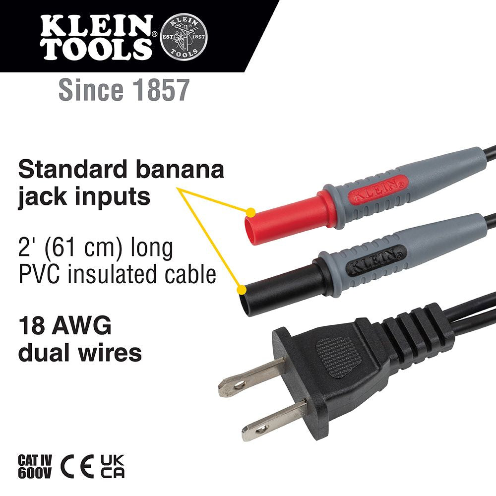 Klein 69357 AC Plug to Banana Jacks - 2