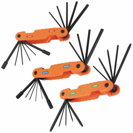 Klein 70553 Pro Folding Hex Key Set, 31-Key, SAE, Metric, TORX Sizes, 3-Piece