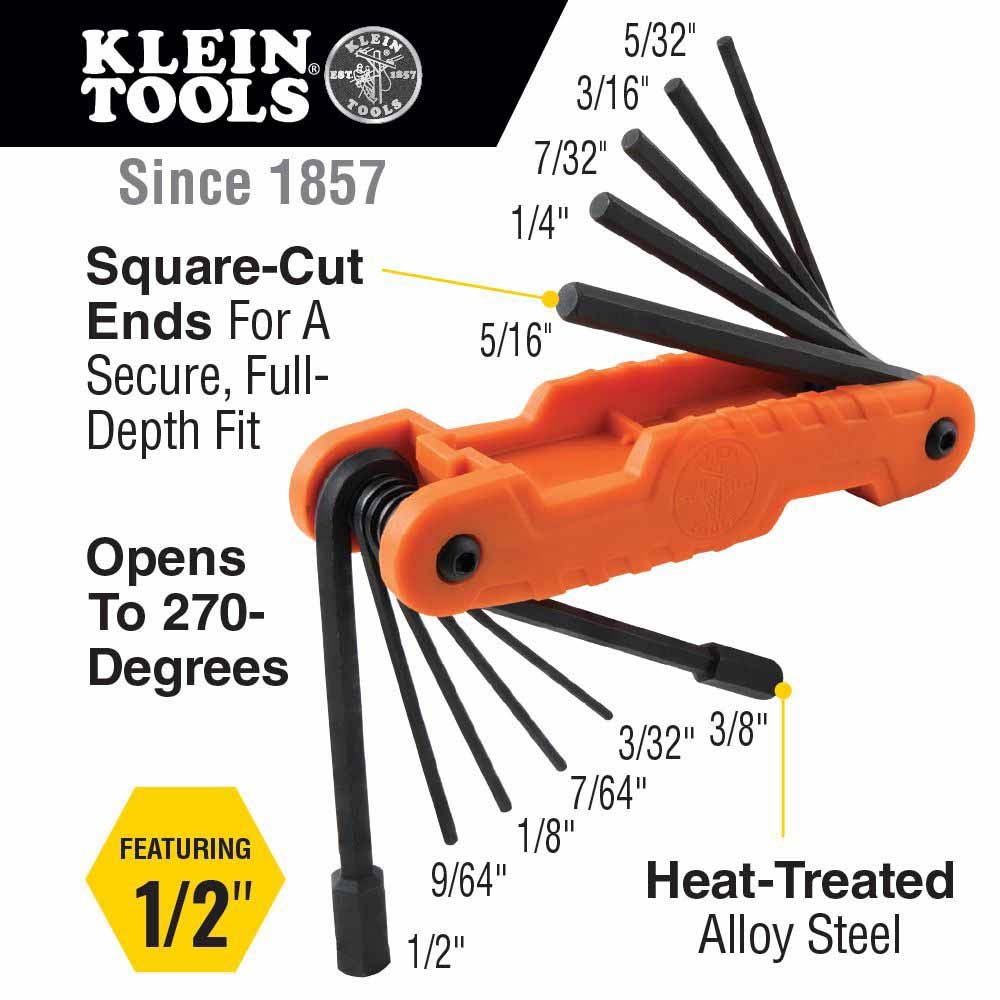 Klein 70553 Pro Folding Hex Key Set, 31-Key, SAE, Metric, TORX Sizes, 3-Piece - 2