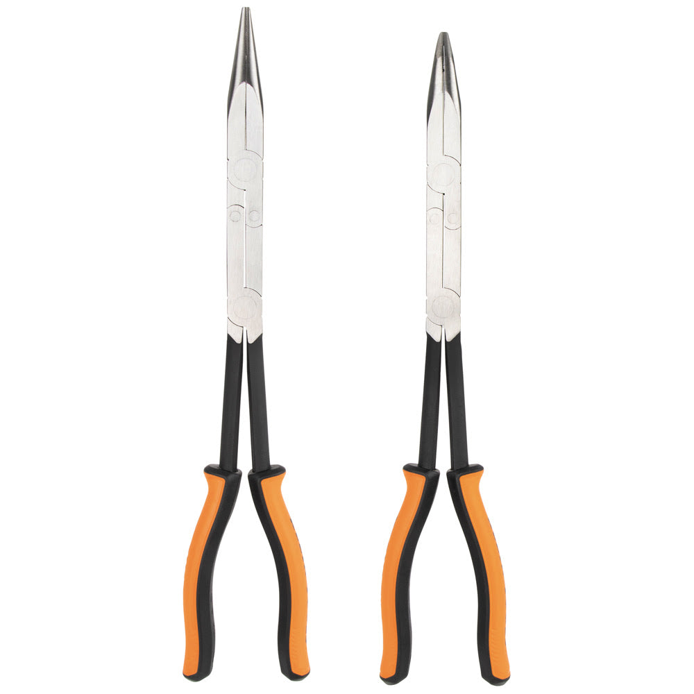 Klein 71402 Long Reach Needle Nose and Bent Nose Pliers Set, 13", 2-Piece - 2