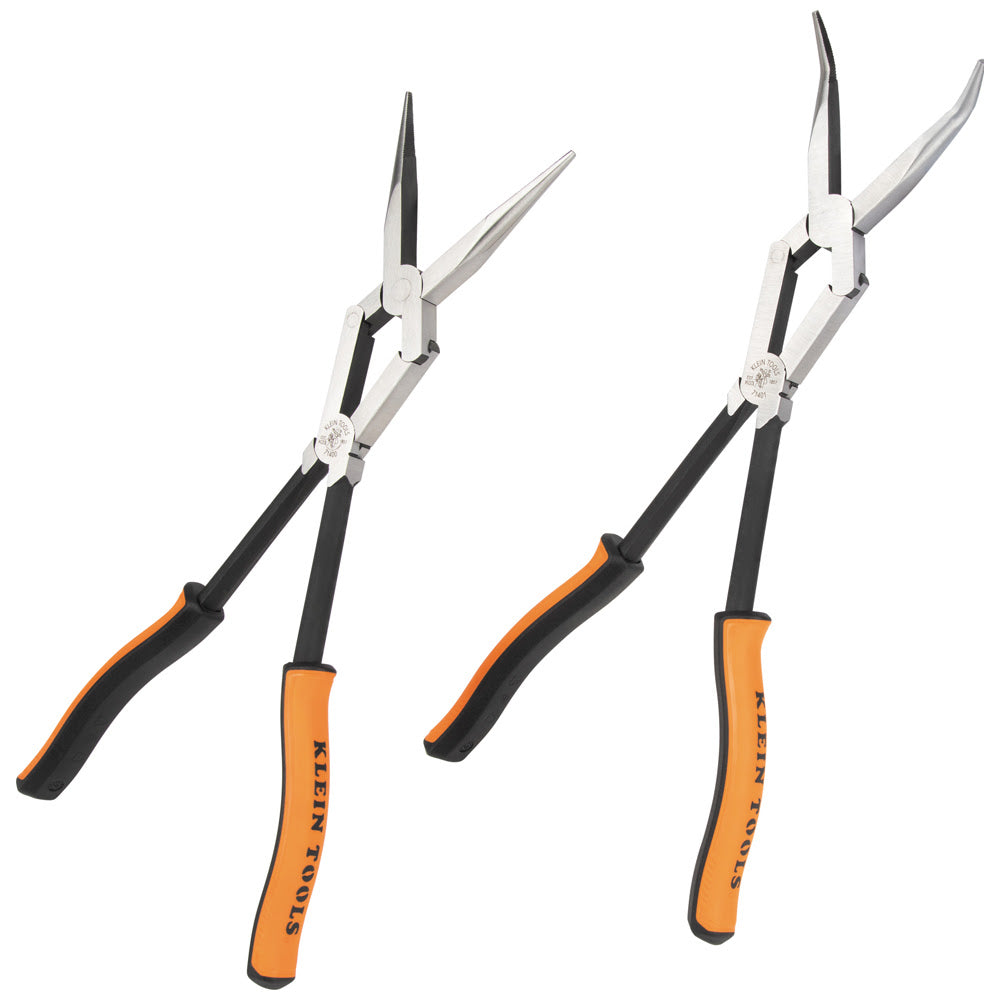 Klein 71402 Long Reach Needle Nose and Bent Nose Pliers Set, 13", 2-Piece - 5