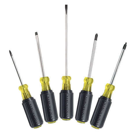 Klein 85445 Screwdriver Set, Slotted, Phillips and Square, 5-Piece