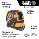 Klein 9125AL Tape Measure, 25' Single-Hook Auto-Lock - 2