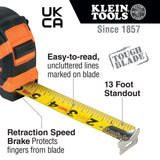 Klein 91616 Tape Measure, 16' Single-Hook - 2