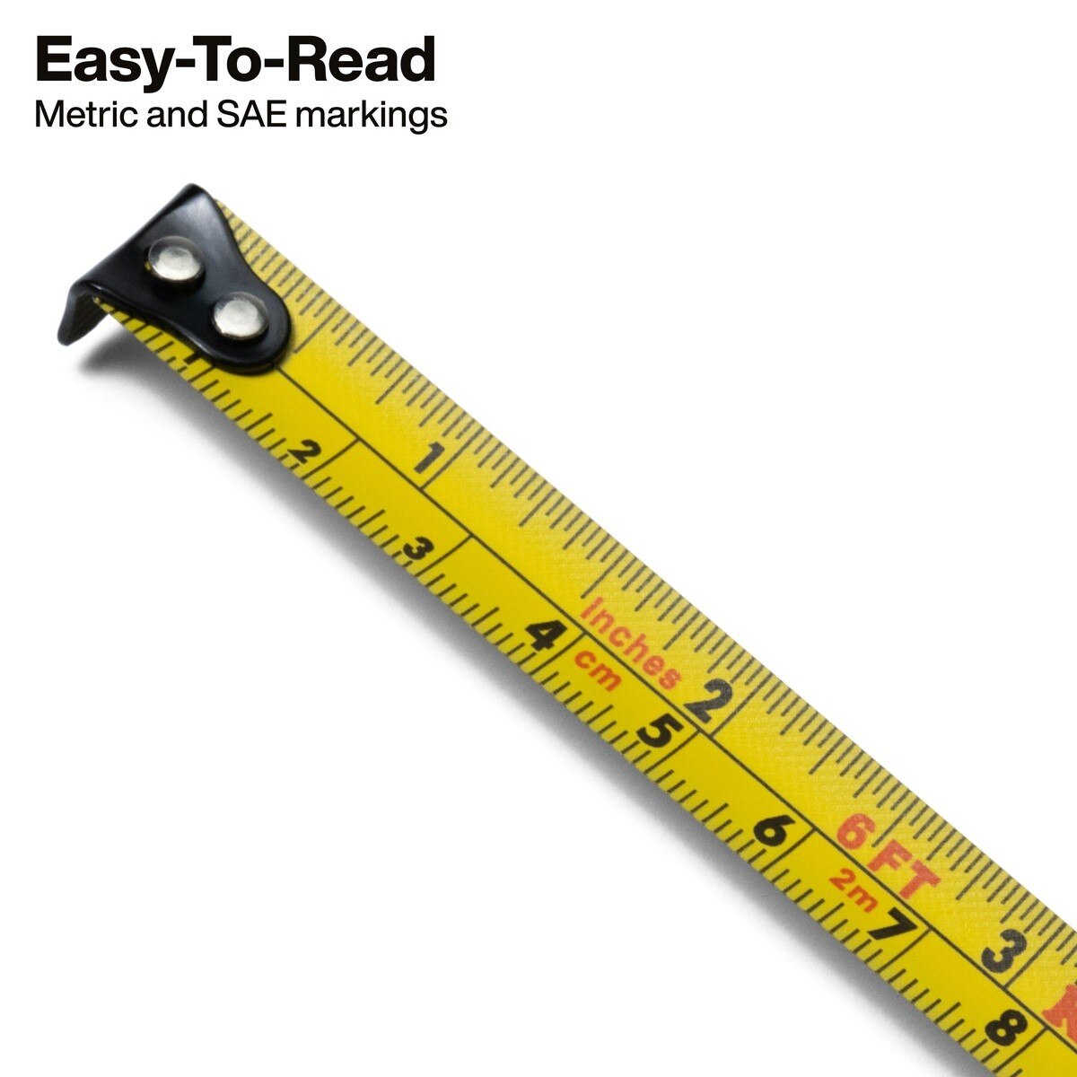 Klein Tools 9362 6' Keychain Tape Measure with Nylon Coated Blade and SAE Metric Markings - 3