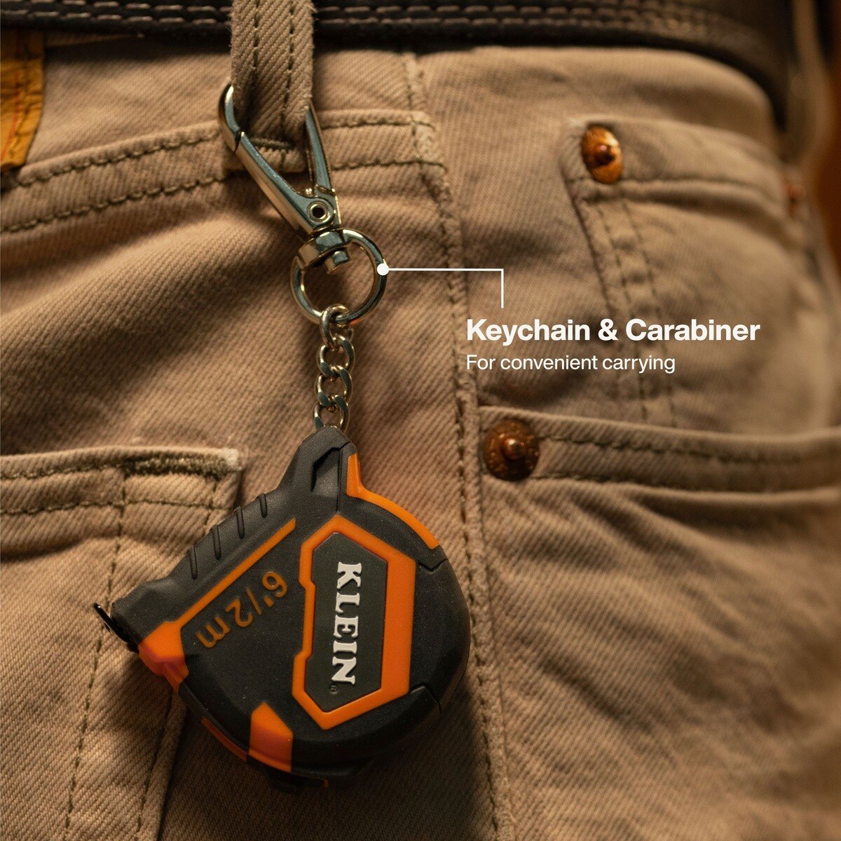 Klein Tools 9362 6' Keychain Tape Measure with Nylon Coated Blade and SAE Metric Markings - 5
