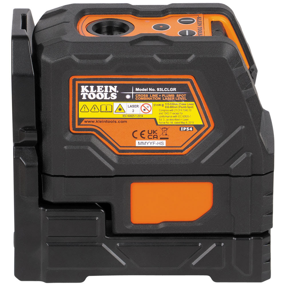 Klein 93LCLGR Rechargeable Self-Leveling Green Cross-Line Laser Level with Red Plumb - 7