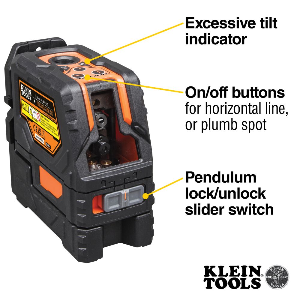 Klein 93LCLS Laser Level, Self-Leveling Cross-Line Level with Plumb Spot - 3