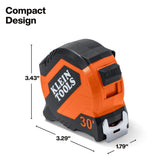 Klein 9530 30' Compact Tape Measure with Nylon Coated Steel Blade - 2