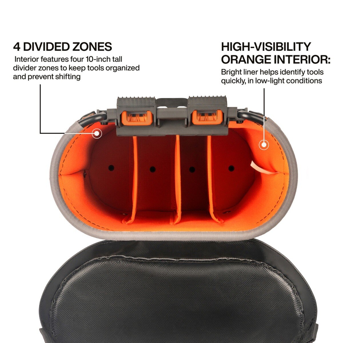 Klein Tools BC530C 20-Inch Deep Oval Bucket for Bucket Work Center Rail System with Vinyl Cover - 5