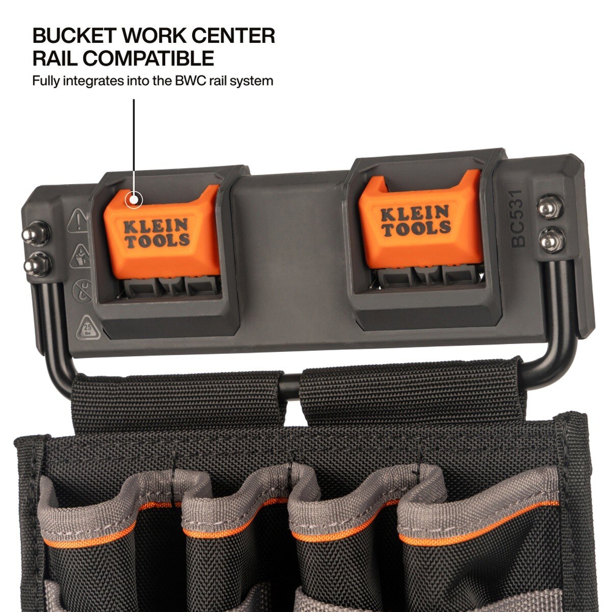 Klein Tools BC531C Mini Tool Apron Rail System Module with 4 Pockets and Tape Thong - 4