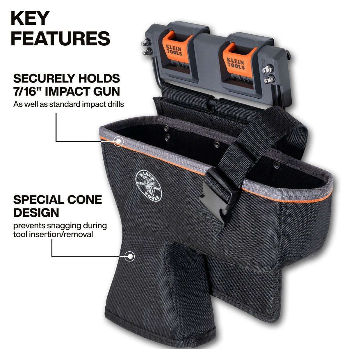 Klein Tools BC532C Impact Holder for 7/16 Inch Impact Guns, Bucket Work Center Rail System - 2