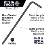 Klein Tools BL10 5/32" Hex Key, L-Style Ball End - 2