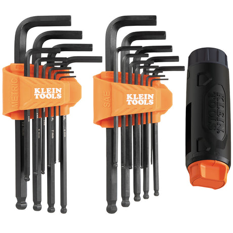 Klein BLS22H Long Ball-End Hex Key Set with Handle, SAE and Metric, 22-Piece