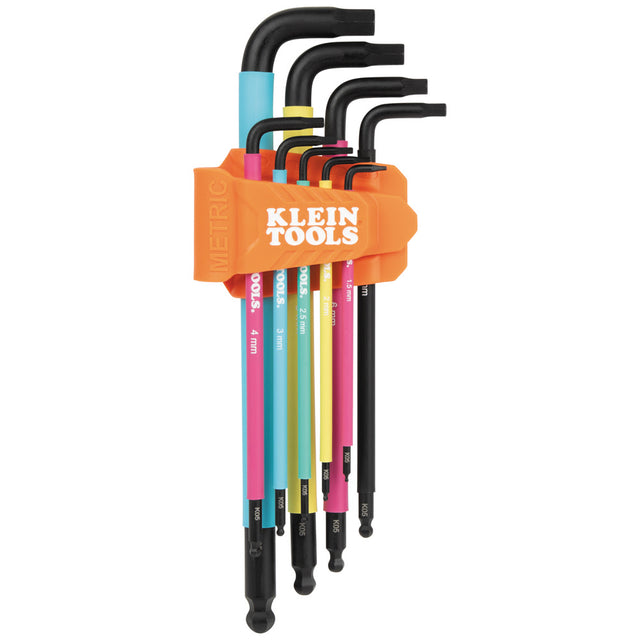 Klein BLS9M Color Coded Extra-Long L Style Hex Key Caddy Set, Metric, 9-Piece