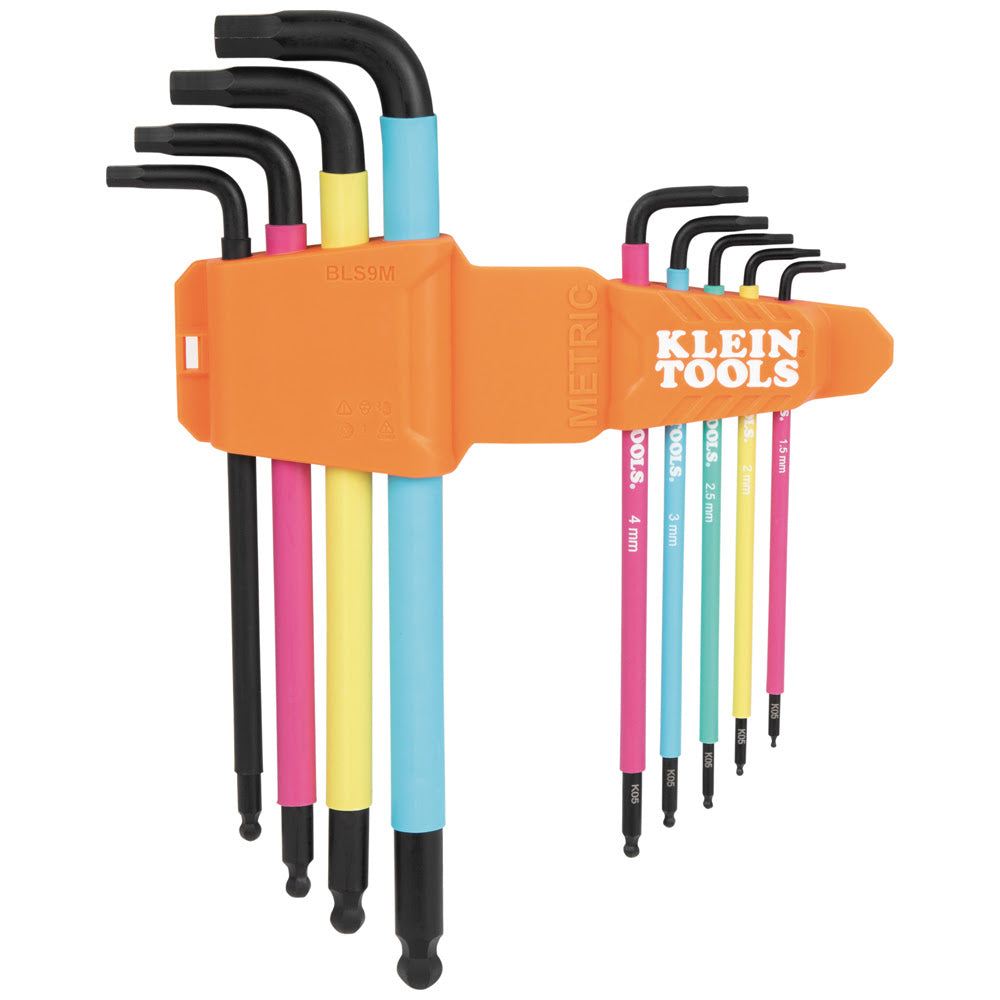 Klein BLS9M Color Coded Extra-Long L Style Hex Key Caddy Set, Metric, 9-Piece - 2